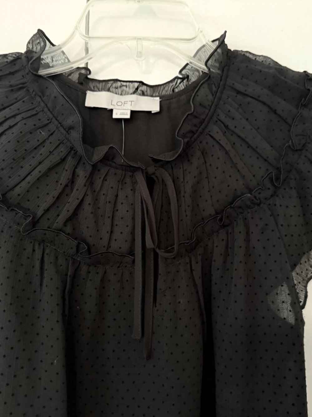 LOFT Chiffon Flutter Sleeve, Ruffle, Tie Neck, Sleeveless Top - New With Tags
